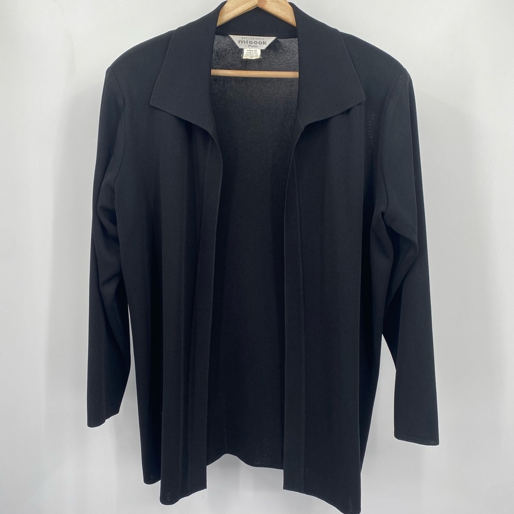Misook Women's Long Sleeves Open Front Cardigan Sweater Black Size‎ XS